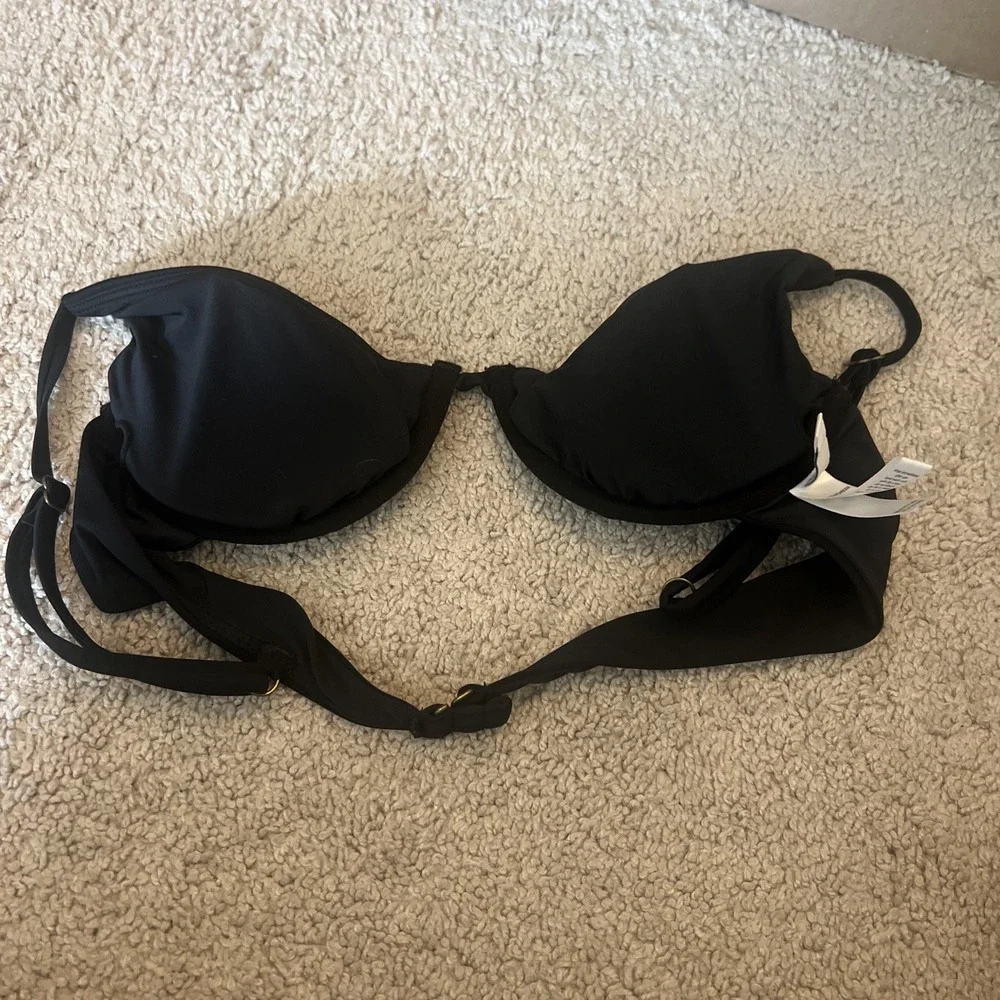 Andie Women's Size M Swim The Sicily Bikini Top Black Removable Cups‎ Underwire
